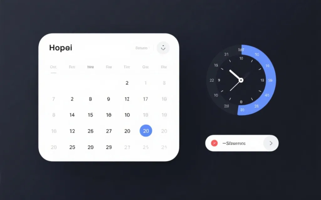 极简风格的日历界面与时区对照表组合视觉，突出一站式查询到提醒